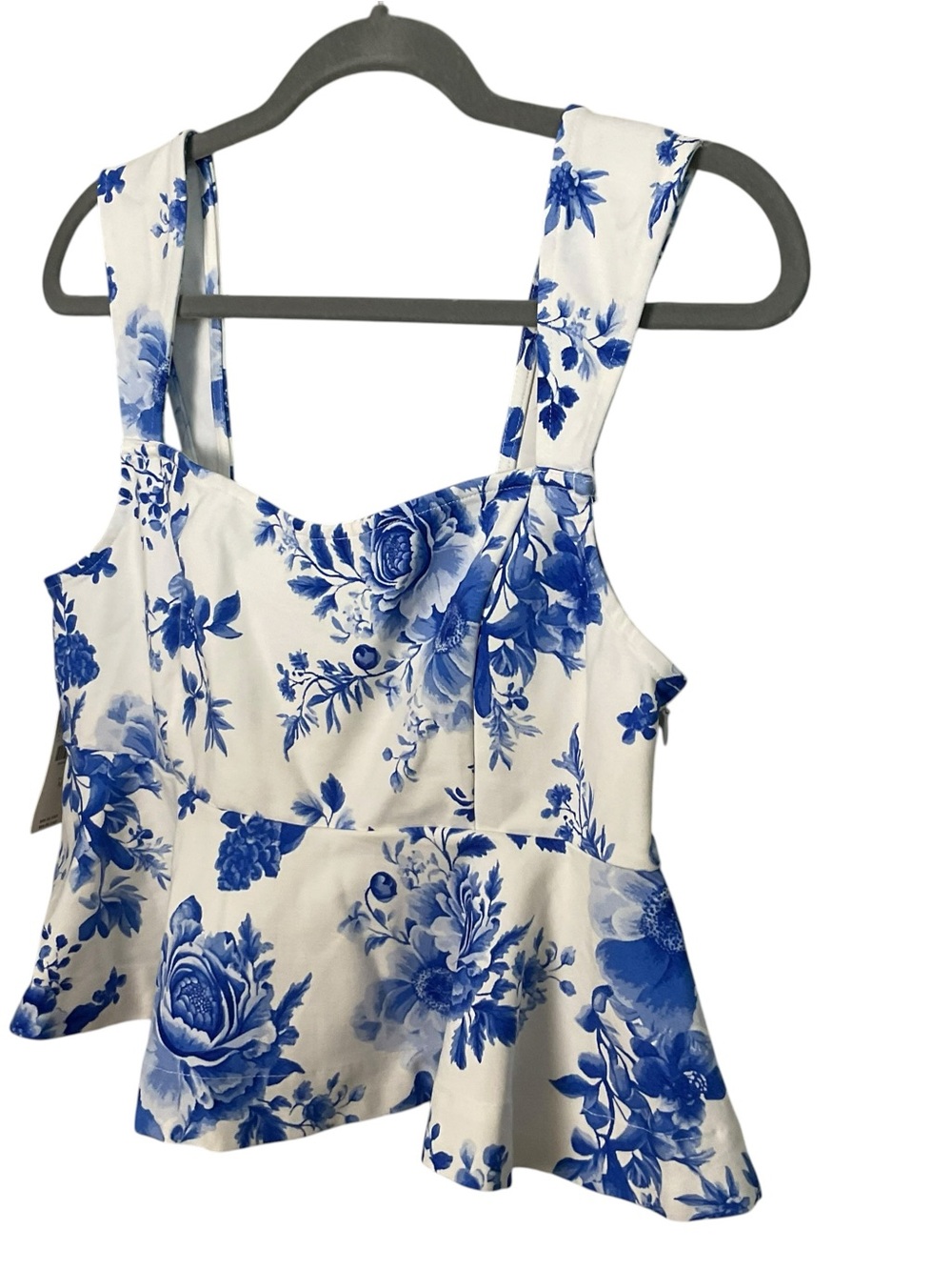 Maeve Blue & White Floral Peplum Tank Top NWT Medium Cottagecore - Picture 2 of 9
